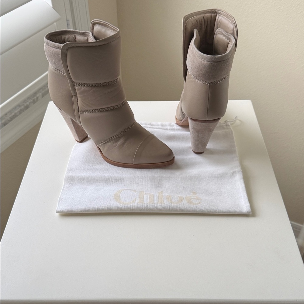 Taupe Leather & Suede Ankle Boots